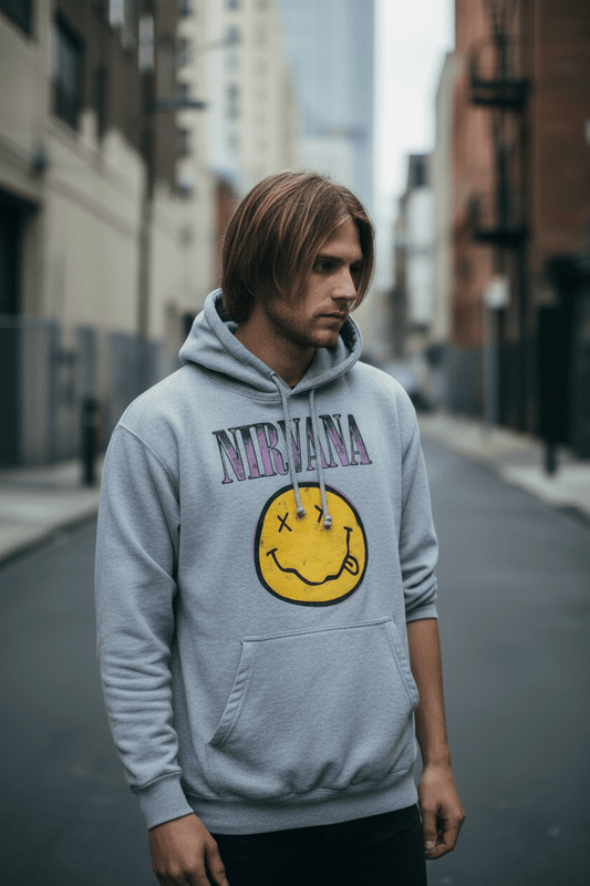 NIRVANA - Band Hoodie: SMILEY PINK - COOCOO.at - Dein Merch Shop aus Österreich