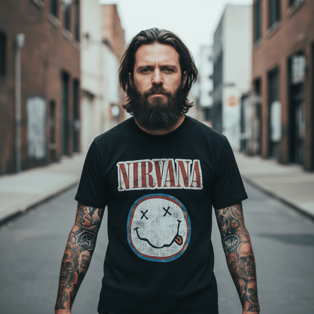 NIRVANA - Band T-Shirt: Vintage Logo - COOCOO.at - Dein Merch Shop aus Österreich