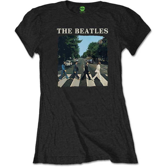 THE BEATLES - Ladies Band T-Shirt: ABBEY ROAD & LOGO