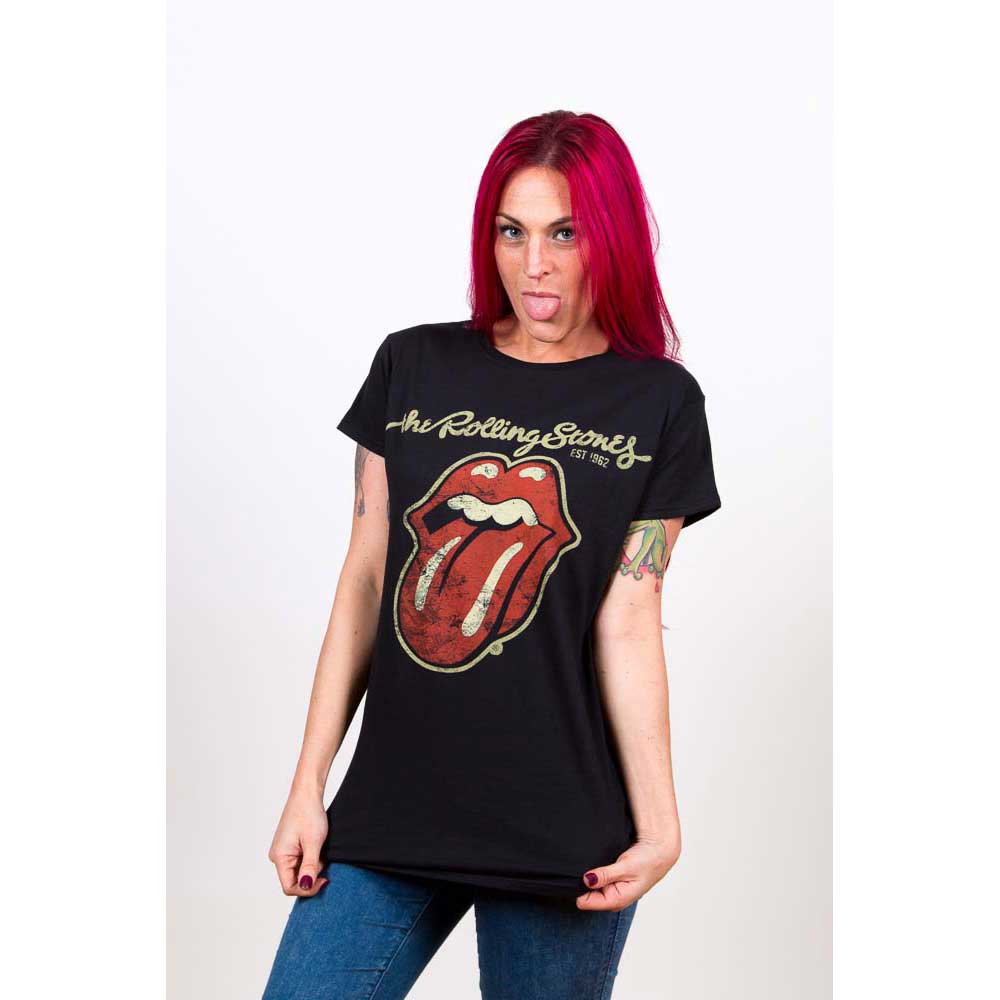 THE ROLLING STONES - Ladies Band Shirt: PLASTERED TONGUE