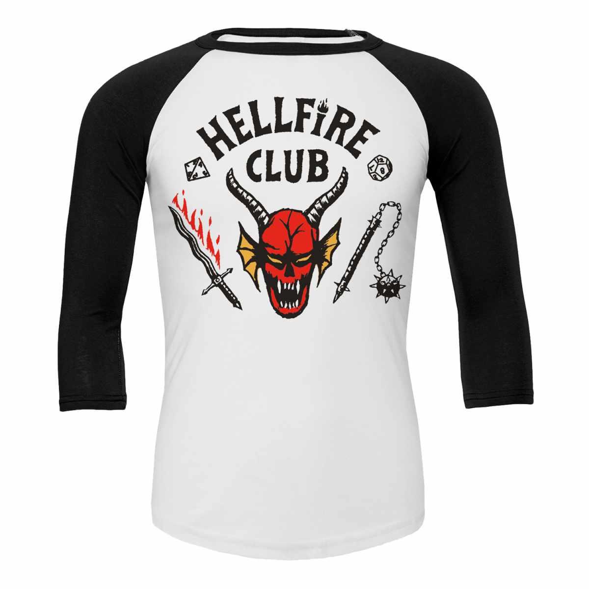 STRANGER THINGS - Unisex Raglan Shirt: HELLFIRE CLUB
