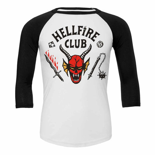 STRANGER THINGS - Unisex Raglan Shirt: HELLFIRE CLUB