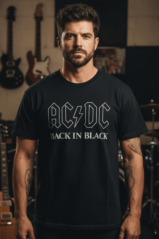 AC/DC - Band T-Shirt: BACK IN BLACK - COOCOO.at - Dein Merch Shop aus Österreich