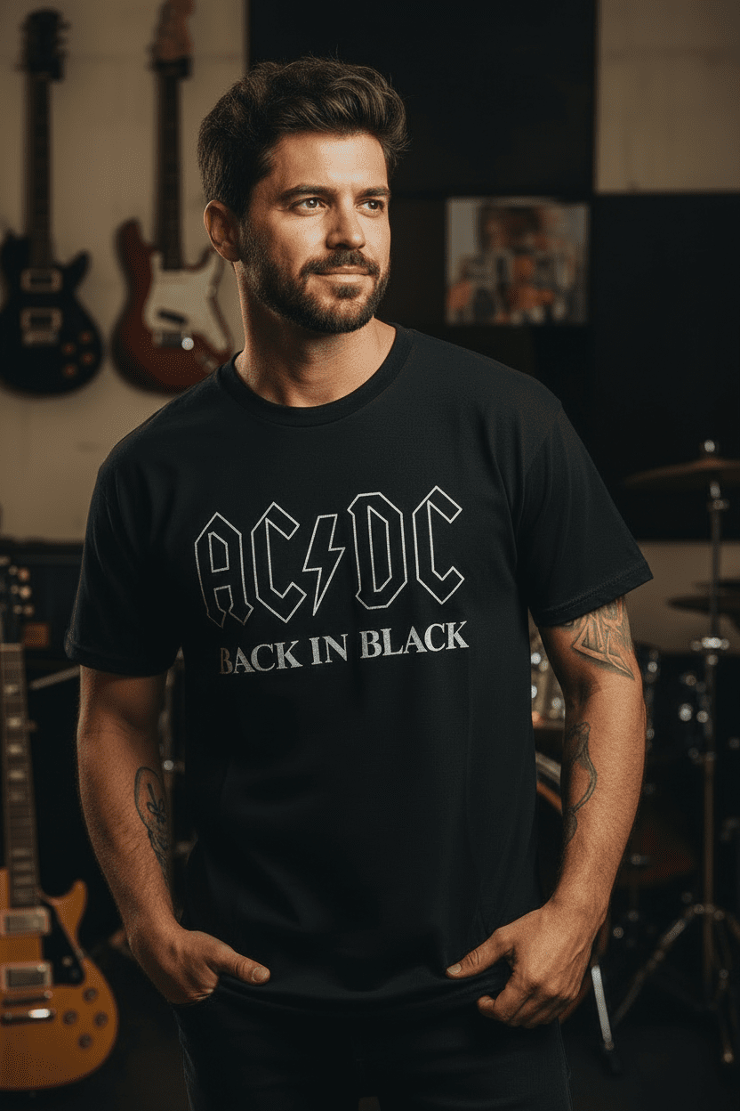 AC/DC - Band T-Shirt: BACK IN BLACK - COOCOO.at - Dein Merch Shop aus Österreich