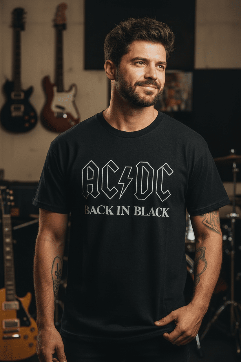AC/DC - Band T-Shirt: BACK IN BLACK - COOCOO.at - Dein Merch Shop aus Österreich