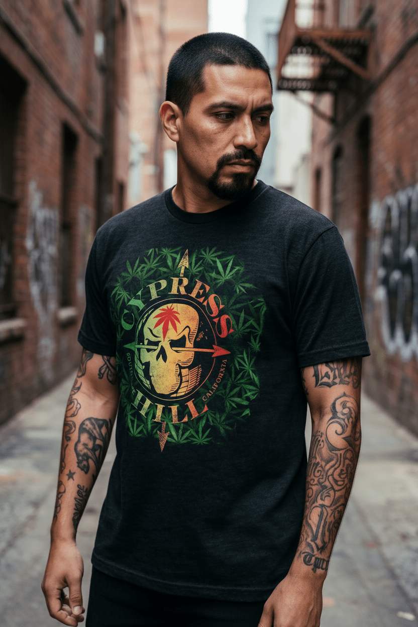 CYPRESS HILL - Band T-Shirt: SOUTH GATE LOGO & LEAVES - COOCOO.at - Dein Merch Shop aus Österreich