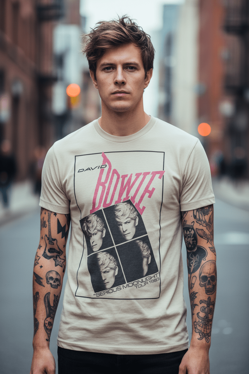 DAVID BOWIE - Merch T-Shirt: SERIOUS MOONLIGHT - COOCOO.at - Dein Merch Shop aus Österreich