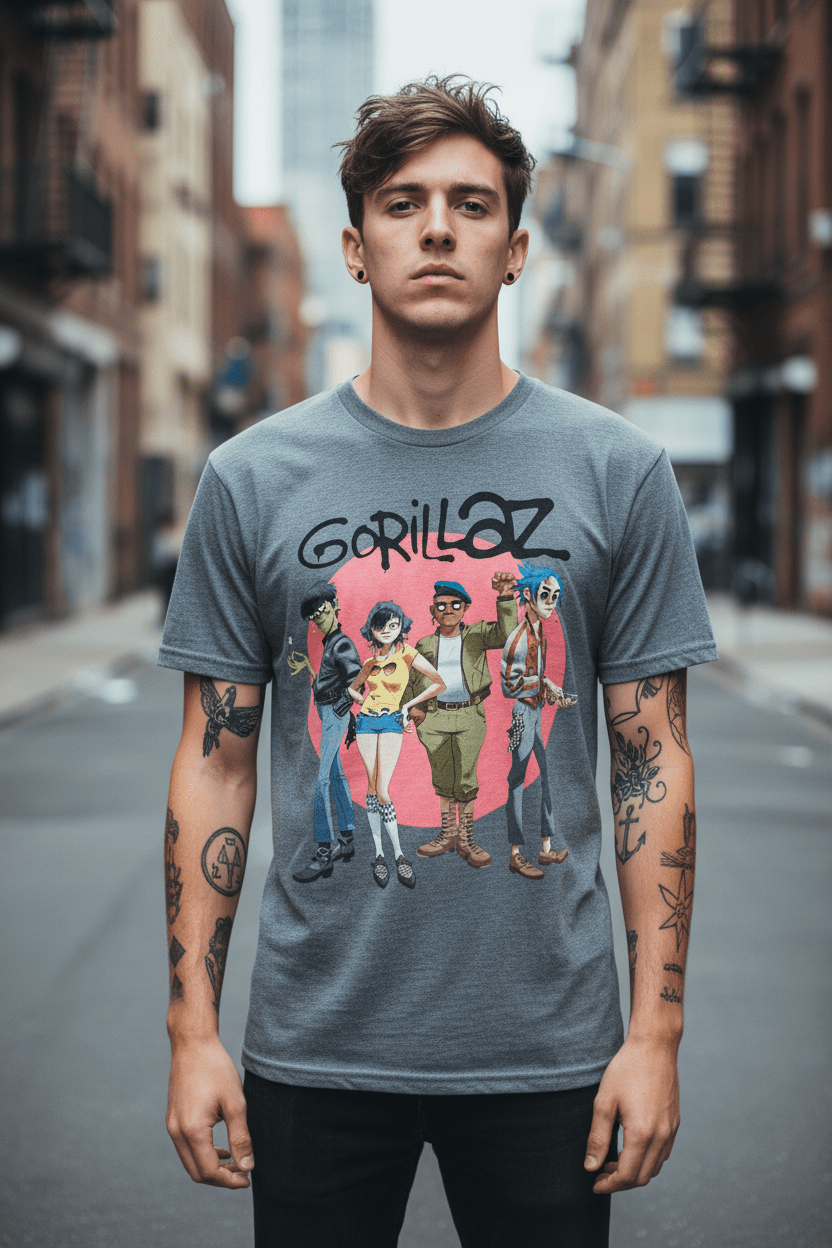 GORILLAZ - Band T-Shirt: GROUP CIRCLE - COOCOO.at - Dein Merch Shop aus Österreich