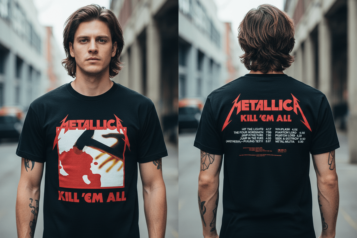 METALLICA - Band T-Shirt: KILL 'EM ALL TRACKS (BACK PRINT) - COOCOO.at - Dein Merch Shop aus Österreich