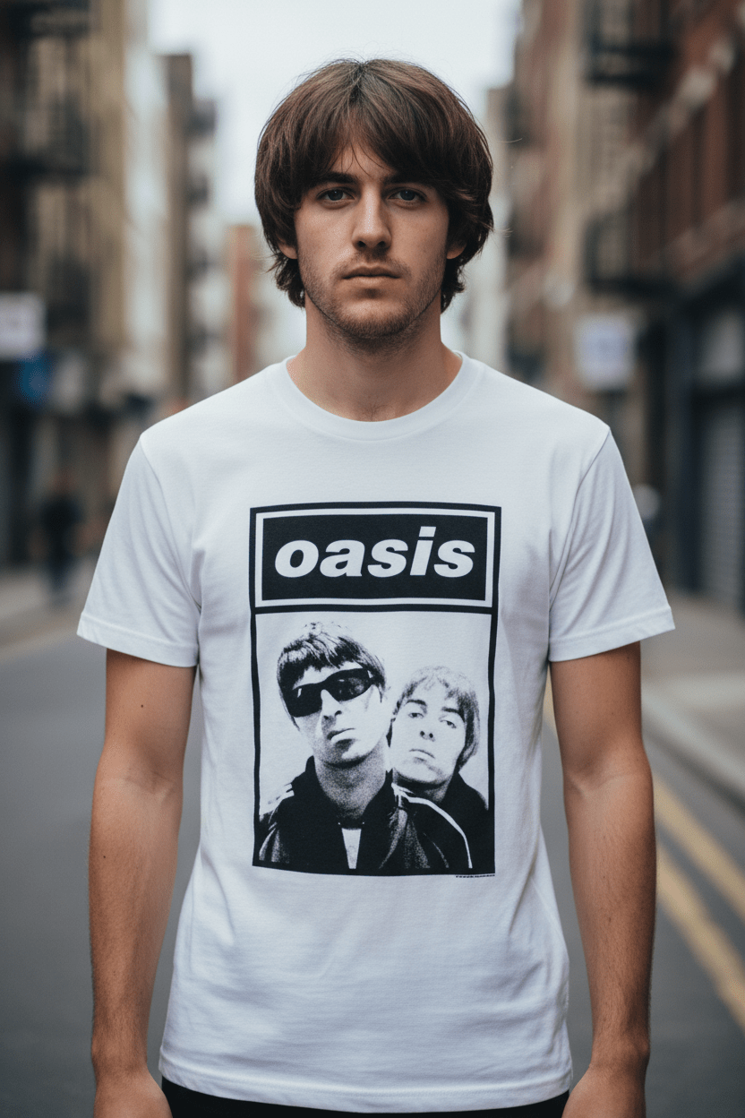 OASIS - Band T-Shirt: Noel Liam Logo - white - COOCOO.at - Dein Merch Shop aus Österreich