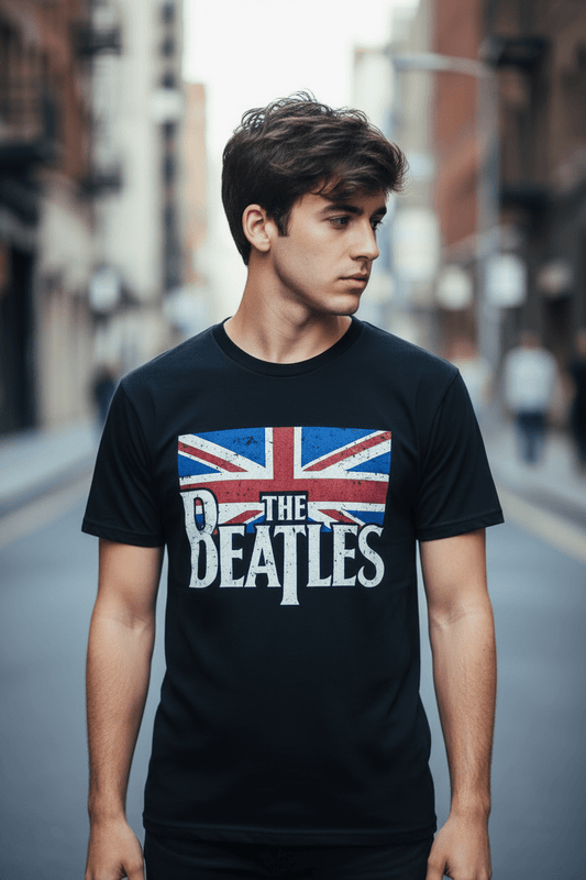 THE BEATLES - Band T-Shirt: Logo Union Jack - COOCOO.at - Dein Merch Shop aus Österreich