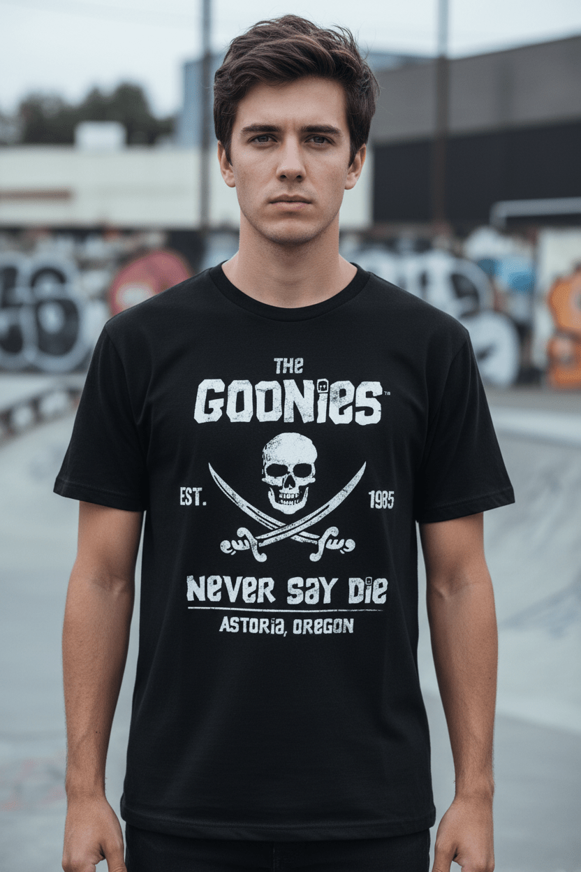THE GOONIES - Merch T-Shirt: NEVER SAY DIE - COOCOO.at - Dein Merch Shop aus Österreich